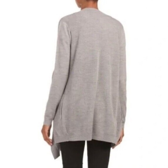 THEORY Winxie Gray Ribbed Knit Draped Cardigan Sweater Merino Wool Small - Picture 8 of 14